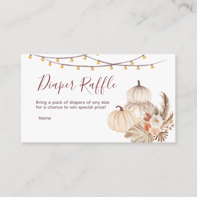 Weißer Sahnenkürbis Kinderdusche - Windeln Begleitkarte (Vorderseite)