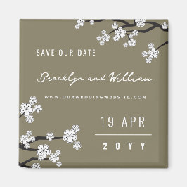 Weißer Sakura Kirschblüten Asiatisch Save the Date Magnet
