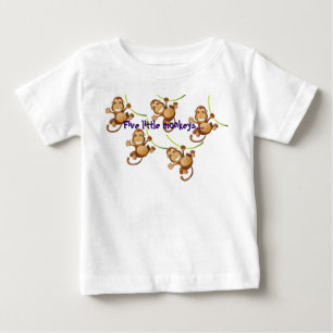 Weißer Säuglings-T - Shirt mit fünf kleinen Aff