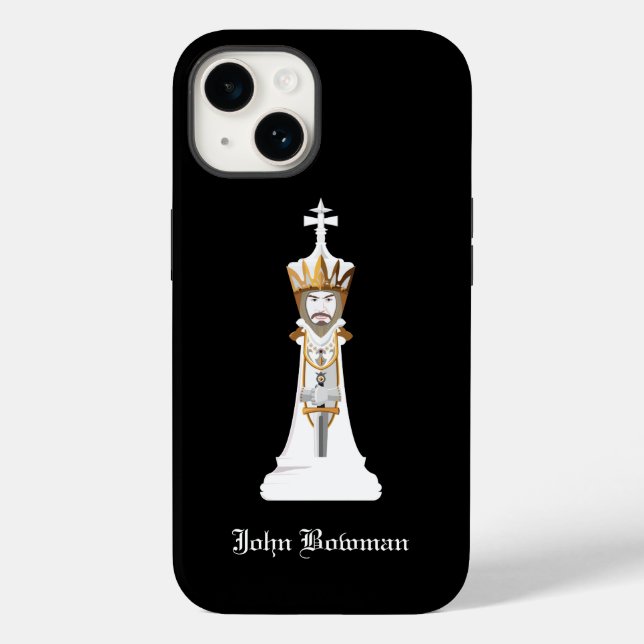 Weißer Schachkönig / Personalisierter Name Case-Mate iPhone Hülle (Rückseite)