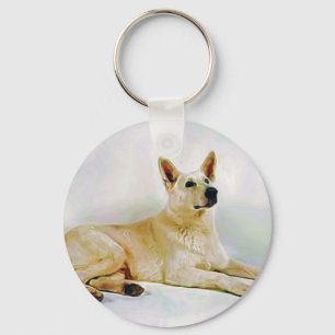 Weißer Schäferhund Schlüsselanhänger