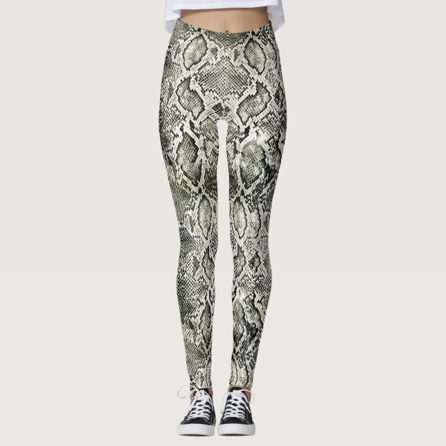 Weißer Schlangendruck Leggings (Vorderseite)