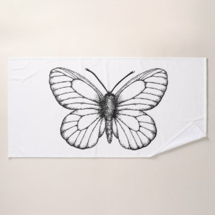 Weißer Schmetterling Badhandtuch Set