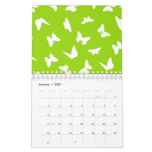 Weißer Schmetterling Grüner Hintergrund Ästhetisch Kalender