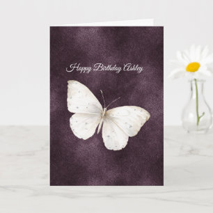 Weißer Schmetterling Lila Geburtstag Karte