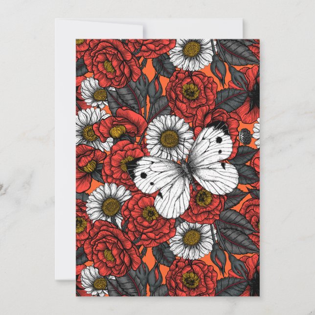 Weißer Schmetterling und Rose (Vorderseite)