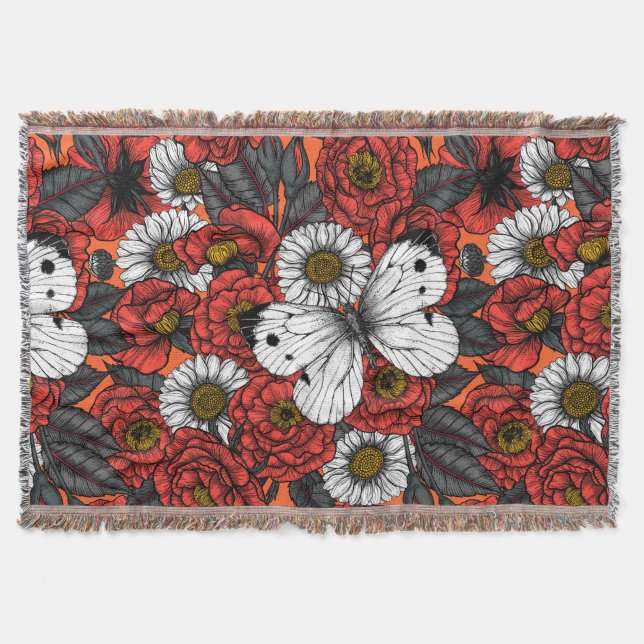 Weißer Schmetterling und Rose Decke (Vorderseite)