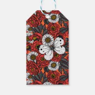 Weißer Schmetterling und Rose Geschenkanhänger