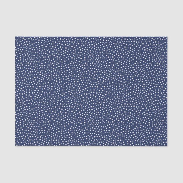 Weißer Schnee auf Navy Blue Weihnachten Seidenpapier (Vorderseite)