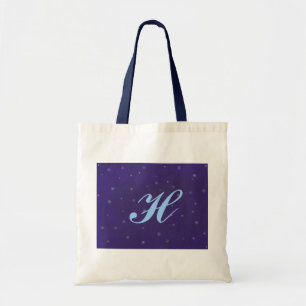 Weißer Schnee, Blau, Brautjungfernmonogramm-Tasche Tragetasche