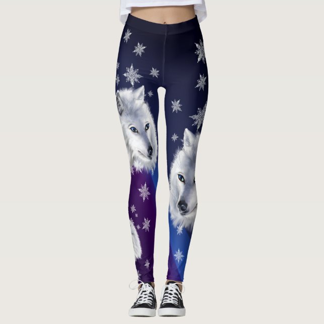 WEISSER SCHNEE-WOLF LEGGINGS (Vorderseite)