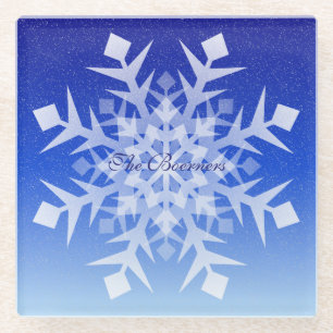 Weißer Schneeflocken auf sinkendem Schnee Glasuntersetzer