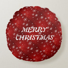 Weißer Schneeflocken Roter Hintergrund Rundkopfkis Rundes Kissen