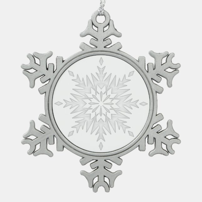 Weißer Schneeflocken-Zinndekoration Schneeflocken Zinn-Ornament (Vorderseite)