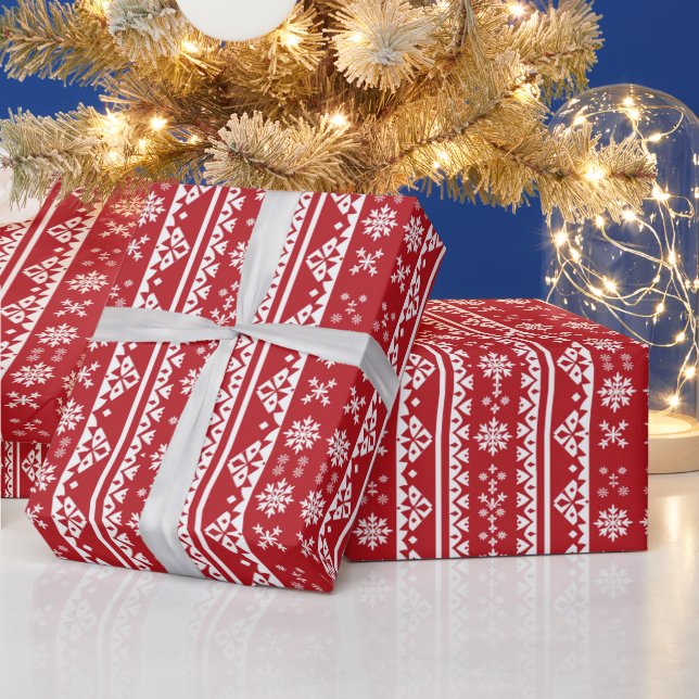 Weißer Schneeflockenmuster Geschenkpapier (Feiertage)