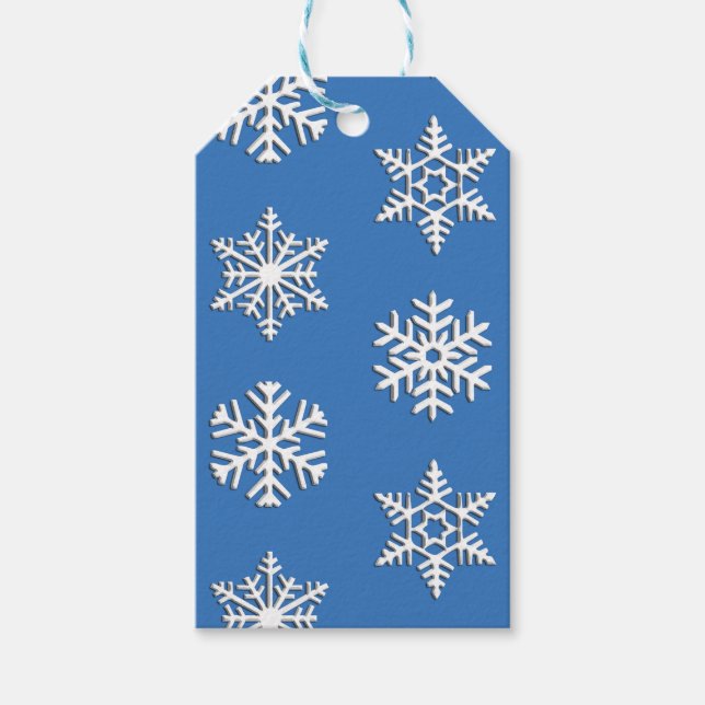 Weißer Schneeflockenprint, benutzerdefinierbarer H Geschenkanhänger (Vorderseite)