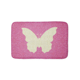 Weißer Schnürsenkel auf rosa Glitzer Badematte