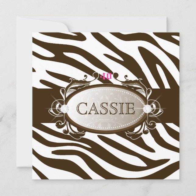 weißer Schokolade311-luxuriously Zebra 40&Fabulous Einladung (Vorderseite)