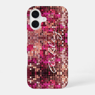 Weißer Schriftname auf Glitter iPhone 16 Hülle