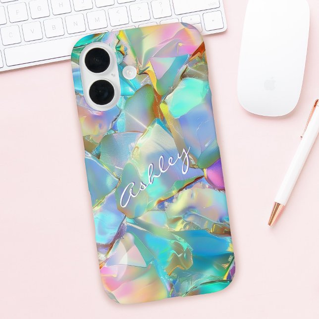 Weißer Schriftname auf Opalhintergrund Case-Mate iPhone Hülle (Von Creator hochgeladen)