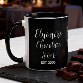 Weißer Schriftzug für Schokoladenliebhaber Persona Tasse