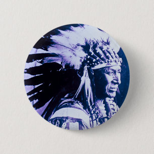 Weißer Schwan Sioux-Häuptling Lakota Vintage Button