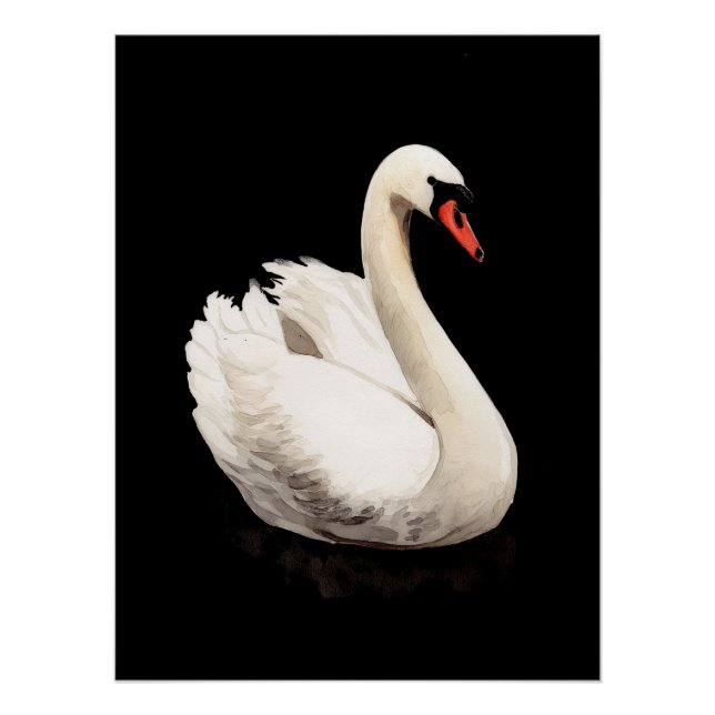Weißer Schwan Vintage-Kunstposter Poster (Vorderseite)
