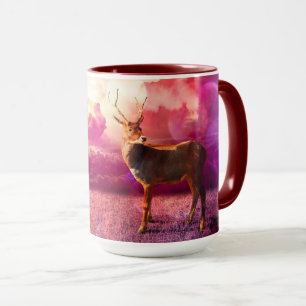 "Weißer Schwanz Hirsch in rosa Wolken Tasse