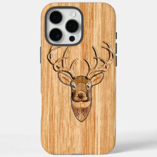 Weißer Schwanz Hirschkopf Holzkörner Dekoration iPhone 16 Pro Max Hülle