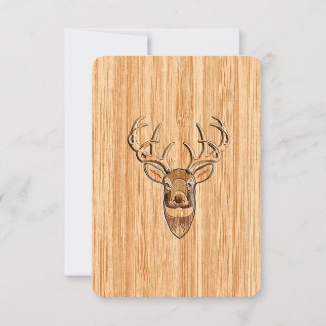 Weißer Schwanz Hirschkopf Holzkörner Hintergrund (Vorderseite)