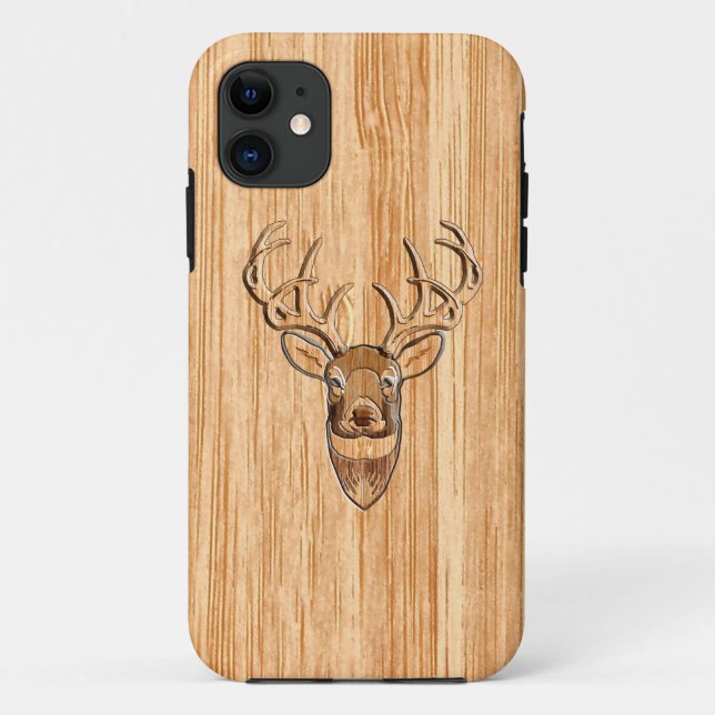 Weißer Schwanz Hirschkopf Leichtholzkörner-Stil Case-Mate iPhone Hülle (Rückseite)