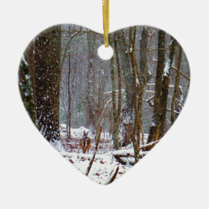 Weißer Schwanz im Schnee Keramikornament