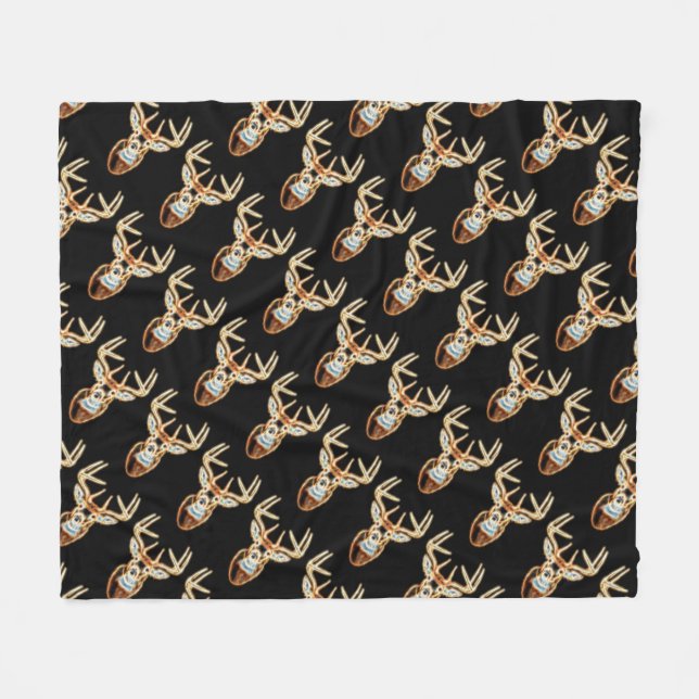 Weißer Schwanz-Kopf-Energie-Geist Fleecedecke (Vorderseite (Horizontal))