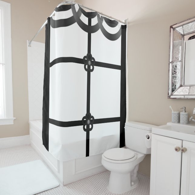 Weißer schwarzer Duschvorhang (Beispiel)
