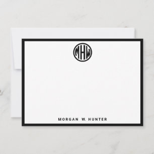 Weißer schwarzer Kreis Monogramm-Schriftzug DIY-Hi Dankeskarte