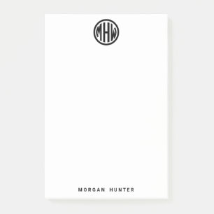 Weißer schwarzer Kreis Monogramm-Schriftzug DIY-Hi Post-it Klebezettel
