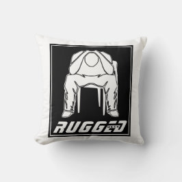 weißer schwarzer Rugged Man Holding Head | Denkend Kissen