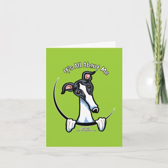 Weißer schwarzer Windhund IAAM Karte (Vorderseite)