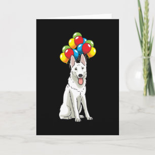 Weißer Schweizer Hirte mit Ballons-Geschenk Karte
