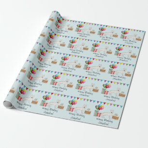 Weißer Schweizer Schäferhund GSD Buntes Happy Birt Geschenkpapier