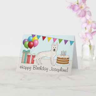 Weißer Schweizer Schäferhund GSD Buntes Happy Birt Karte
