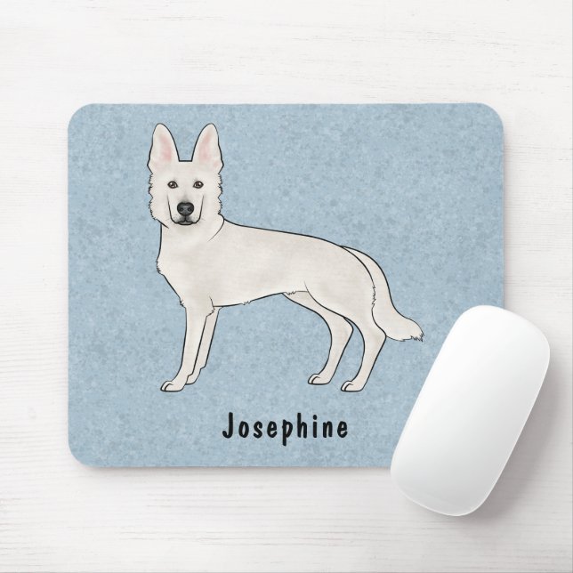 Weißer Schweizer Schäferhund GSD Hund mit dem Name Mousepad (Mit Mouse)