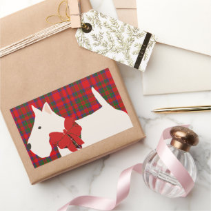 Weißer Scottish Terrier Tartan Rechteckiger Aufkleber