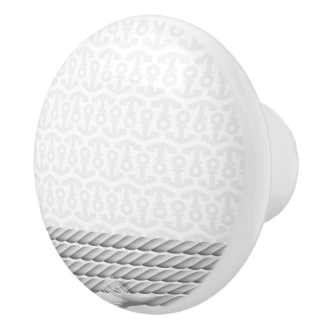 Weißer Seeanker-Entwurf mit Seil Keramikknauf (Rechts)