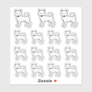 Weißer Shiba Inu Süße Cartoon-Hunde Aufkleber