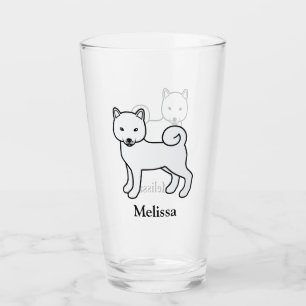 Weißer Shiba Inu Süßer Hund & Name Glas