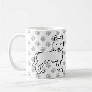 Weißer Siberian Husky Cartoon Hund & Pfoten Kaffeetasse