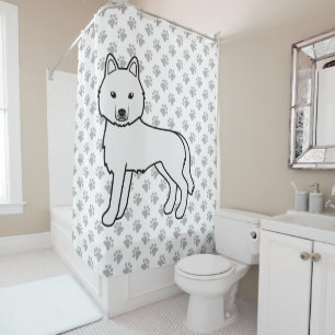 Weißer Siberian Husky Süßer Cartoon-Hund Duschvorhang