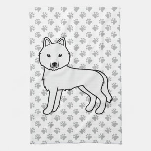 Weißer Siberian Husky Süßer Cartoon-Hund Geschirrtuch