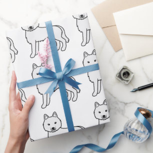 Weißer Siberian Husky Süßer Hund Muster Geschenkpapier